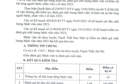 Tóm tắt kết quả tự kiểm tra, đánh giá chất lượng bệnh viện và hài lòng người bệnh, nhân viên y tế năm 2023